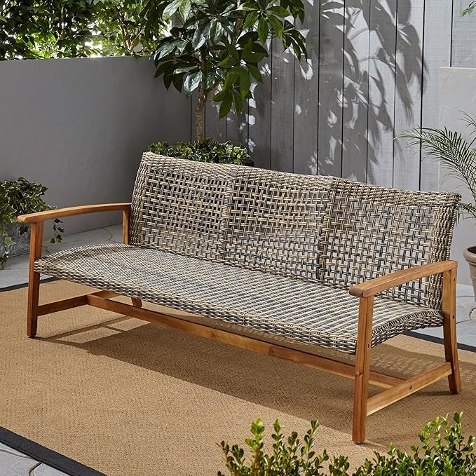 Marcia Outdoor Wood Sofa by Christopher Knight Home